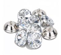 WedDecor 10pcs 20mm Diamond Cut Clear Crystal Glass Buttons Diamante DIY Round Buttons with Loop for Furniture, Sewing, Tufting Sofa, Upholstery Headboard DIY Crafts Decoration