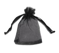 WedDecor 10pcs Black Mini Drawstring Organza Bags 7cm x 9cm - Small Sheer Gift Bags for Wedding Favors, Christmas, Birthdays, Jewellery, Party Supplies - Clear Mesh Pouches