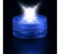 WedDecor 10pcs Blue Waterproof LED Tea Lights, Battery Tea Lights Electric Fake Candles, Realistic and Bright Non-Flickering Flameless Battery Candles for Home, Wedding Christmas Decorations