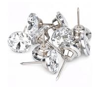 WedDecor 10pcs Crystal Head Upholstery Nails, Upholstery Tacks Thumb Decorative Push Pins for Sofa Bed Headboard Wall Furniture DIY Crafts Decoration, 20mm, Silver