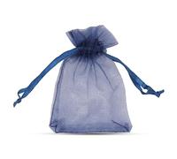 WedDecor 10pcs Navy Blue Mini Drawstring Organza Bags 7cm x 9cm - Small Sheer Gift Bags for Wedding Favors, Christmas, Birthdays, Jewellery, Party Supplies - Clear Mesh Pouches