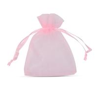WedDecor 10pcs Pink Mini Drawstring Organza Bags 7cm x 9cm - Small Sheer Gift Bags for Wedding Favors, Christmas, Birthdays, Jewellery, Party Supplies - Clear Mesh Pouches