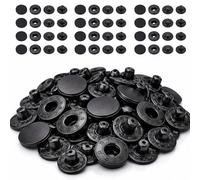 WedDecor 12.5mm Snap Fasteners 4 Parts S Spring Press Studs with Alloy Cap No-sew Buttons for Leathercraft, Jackets, Fabric Repair DIY Projects, Black, 20pcs