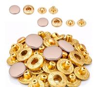 WedDecor 12.5mm Snap Fasteners 4 Parts S Spring Press Studs with Alloy Cap No-sew Buttons for Leathercraft, Jackets, Fabric Repair DIY Projects, Gold, 10pcs