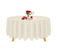 WedDecor 120 Inch Ivory Round Tablecloth for Circular Table, Premium Durable Fabric Polyester Linen Table Cover Washable for Kitchen Dining, Weddings, Birthday, Anniversary Party Event, Pack of 6