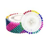WedDecor 120pcs Pearl Head Sewing Pins - Long Straight Multicoloured Pins for Flowers, Wedding, Quilting, Dressmaking, Knitting & DIY Crafts
