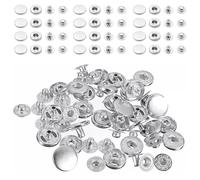 WedDecor 12mm S Spring Press Studs 4 Part Snap Fasteners, Silver, 50pcs