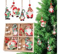 WedDecor 12pcs Christmas Tree Decorations - Wooden Gnome Ornaments, Festive Hanging Ornaments, Holiday Ornaments & Party Decor | 4 Designs x 3pcs Scandinavian Gnomes Set