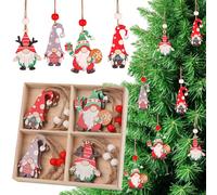 WedDecor 12pcs Christmas Tree Decorations - Wooden Gnome Ornaments, Festive Hanging Pendants & Holiday Ornaments | 4 Designs × 3pcs Scandinavian Gnomes Set for Xmas Tree