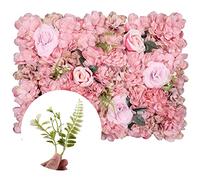 WedDecor 12Pcs Flower Panels Wall Décor Artificial Silk Flowers Romantic Floral Backdrop Wall Hedge Home Decoration Wedding Party Photo Background, Dusty & Rose Pink, 60 x 40cm