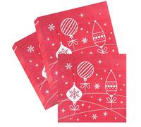 WedDecor 13-Inch Festive Red and White Baubles Xmas Design Paper Napkins â€“ 2-Ply Disposable Xmas Serviettes for Christmas Banquets, Holiday Functions, Brunch Buffets & Winter Parties â€“ Pack of 100