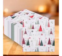 WedDecor 13 Inch Geometric Christmas Trees Design White Paper Napkins 2-Ply Disposable Christmas Serviettes, Tableware & Party Supplies for Buffets & Festivals Pack of 20 Napkins