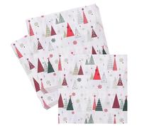 WedDecor 13 Inch Geometric Christmas Trees Design White Paper Napkins, 2-Ply Disposable Christmas Serviettes, Tableware & Party Supplies for Buffets & Festivals, Pack of 100 Napkins