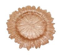 WedDecor 13 Inch Rose Gold Glass 1pc Charger Plate with Vintage Design - Perfect for Weddings, Parties, Dinner Table Decorations, and Special Events - 33cm Durable Glass Chargers for Celebrations