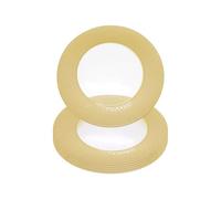 WedDecor 13-Inch Round Glass 6pcs Charger Plates with Gold Checkered Design for Weddings, Banquets, Birthday and Dinner Parties - Elegant Decorative ServeWare
