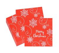 WedDecor 13-Inch White Snowflakes Christmas Design Red Paper Napkins – 2-Ply Disposable Xmas Serviettes, Seasonal Tableware & Party Supplies for Banquets, Holiday Functions & Parties - Pack of 100