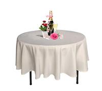 WedDecor 132 Inch Round Ivory Linen Tablecloth, Polyester Table Cover for Banquets, Birthday, Anniversary, Parties, Events, Wedding Anniversaries, Restaurants, Outdoor Table Cloth, 2pcs