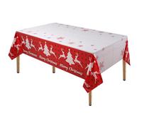 WedDecor 137cm x 274cm Rectangular PVC Table Protector, Decorative Holiday Table Drape, New Year Party Supplies, Reusable Vinyl Dining Table Cover, Winter Christmas Table Liner