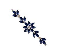 WedDecor 14cm x 4cm Beautiful Crystal Rhinestone Diamante Motif Sew on Patch Applique for Bridal Wedding, Casual or Formal Wear, Headpieces Fashion Embellishment, Royal Blue