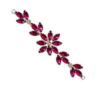 WedDecor 14cm x 4cm Beautiful Crystal Rhinestone Diamante Motif Sew on Patch Applique for Bridal Wedding, Casual or Formal Wear, Headpieces Fashion Embellishment, Hot Pink