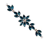 WedDecor 14cm x 4cm Beautiful Crystal Rhinestone Diamante Motif Sew on Patch Applique for Bridal Wedding, Casual or Formal Wear, Headpieces Fashion Embellishment, Turquoise