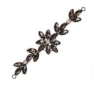 WedDecor 14cm x 4cm Beautiful Crystal Rhinestone Diamante Motif Sew on Patch Applique for Bridal Wedding, Casual or Formal Wear, Headpieces Fashion Embellishment, Matte Black