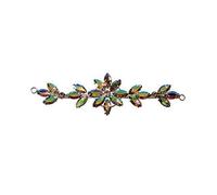 WedDecor 14cm x 4cm Beautiful Crystal Rhinestone Diamante Motif Sew on Patch Applique for Bridal Wedding, Casual or Formal Wear, Headpieces Fashion Embellishment, Clear AB