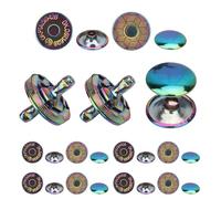 WedDecor 14mm Rainbow Magnetic Snap Round Fasteners Metal Clasps Closures with Backing Washers Stud Button Double Rivet for Crafts, Purse, Bag and Clothes, Pack of 5