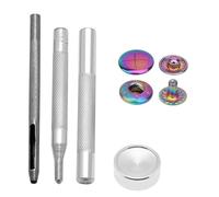 WedDecor 15mm Four Part Fixing Hand Tool Kit with Rainbow 10Pcs S Spring Press Stud Snap Fastener for DIY Arts & Crafts, Projects, Leathercrafts, Clothing & Repair, Jackets, Jeans, Straps and Sewing