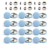 WedDecor 15mm Grey Blue Snap Fasteners 4 Parts Press Studs No-sew Buttons for Leathercraft, Sewing, Jackets, Shirts, Fabric Repair DIY Projects, 50pcs