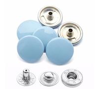 Weddecor 15mm Grey Blue Snap Fasteners Large 4 Parts Press Studs No-sew Buttons for Leathercraft, Sewing, Jackets, Shirts, Fabric Repair DIY Projects, 10pcs