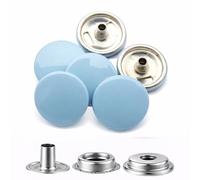 WedDecor 15mm Grey Blue Snap Fasteners Large 4 Parts Press Studs No-sew Buttons for Leathercraft, Sewing, Jackets, Shirts, Fabric Repair DIY Projects, 10pcs
