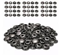 Weddecor 15mm Large Press Studs Heavy Duty Iron Four Parts Snap Fasteners for Leathercrafts, Boat Cover, Repair, Replacement, Clothing, Gunmetal, 50 Sets