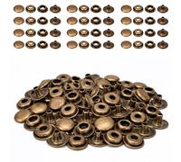 Weddecor 15mm Large Press Studs Heavy Duty Iron Four Parts Snap Fasteners for Leathercrafts, Boat Cover, Repair, Replacement, Clothing, Bronze, 100 Sets