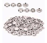 Weddecor 15mm Large Press Studs Heavy Duty Iron Four Parts Snap Fasteners for Leathercrafts, Boat Cover, Repair, Replacement, Clothing, Silver, 20 Sets