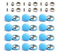 WedDecor 15mm Light Blue Snap Fasteners Large 4 Parts Press Studs No-sew Buttons for Leathercraft, Sewing, Jackets, Shirts, Fabric Repair DIY Projects, 50pcs