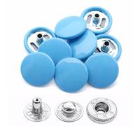 Weddecor 15mm Light Blue Snap Fasteners Large 4 Parts Press Studs No-sew Buttons for Leathercraft, Sewing, Jackets, Shirts, Fabric Repair DIY Projects, 10pcs