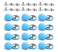 WedDecor 15mm Light Blue Snap Fasteners Large 4 Parts Press Studs No-sew Buttons for Leathercraft, Sewing, Jackets, Shirts, Fabric Repair DIY Projects, 10pcs