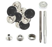 WedDecor 15mm Matt Black Snap Fasteners Kit with 3 Setting Tools, 10Pcs Metal Snap Buttons Heavy Duty Large Press Studs Tool for Leathercrafts, Sewing, DIY Crafts, Clothing & Fabric Repair