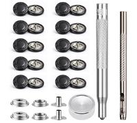 WedDecor 15mm Matt Black Snap Fasteners Large Press Studs with 3 Parts Fixing Hand Tool Kit for Leathercrafts, Sewing, DIY Arts & Crafts, Clothing & Repair, 10pcs