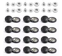 Weddecor 15mm Matt Black with Design Snap Fasteners Large 4 Parts Press Studs No-sew Buttons for Leathercraft, Sewing, Jackets, Shirts, Fabric Repair DIY Projects, 50pcs