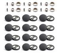WedDecor 15mm Matte Black Snap Fasteners 4 Parts Press Studs No-sew Buttons for Leathercraft, Sewing, Jackets, Shirts, Fabric Repair DIY Projects, 50pcs