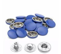 WedDecor 15mm Metallic Blue Snap Fasteners 4 Parts Press Studs No-sew Buttons for Leathercraft, Sewing, Jackets, Shirts, Fabric Repair DIY Projects, 10pcs