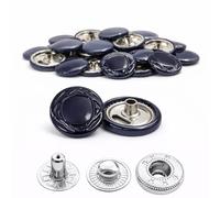 Weddecor 15mm Navy with Design Snap Fasteners Large 4 Parts Press Studs No-sew Buttons for Leathercraft, Sewing, Jackets, Shirts, Fabric Repair DIY Projects, 10pcs