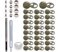 WedDecor 15mm Press Studs Durable Metal 4 Parts Snap Fasteners with Hand fixing Tool for Leather Crafts, Jackets, Bags, Straps, Jeans, Clothes Repair, Military Green, Pack of 100