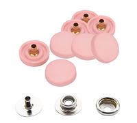 WedDecor 15mm Press Studs No-Sew Button, 4 Parts Durable Snap Fasteners, Plastic Cap with Small Silver Metal Back Snaps for Bags, Craft, Jeans, Fabric, Clothes, Rose Gold, 10pcs