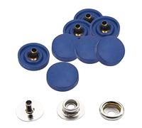 WedDecor 15mm Press Studs No-Sew Button, 4 Parts Durable Snap Fasteners, Plastic Cap with Small Silver Metal Back Snaps for Bags, Craft, Jeans, Fabric, Clothes, Navy, 10pcs