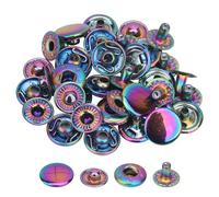 WedDecor 15mm Rainbow S Spring Press Stud Snap Four Part Fixing Fastener for DIY Arts & Crafts, Projects, Leathercrafts, Clothing & Repair, Jackets, Jeans, Straps and Sewing, Pack of 10