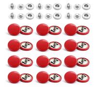 Weddecor 15mm Red Snap Fasteners Large 4 Parts Press Studs No-sew Buttons for Leathercraft, Sewing, Jackets, Shirts, Fabric Repair DIY Projects, 50pcs