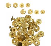 WedDecor 15mm S-Spring Press Studs 4 Part Snap Fasteners Sew Buttons for Leathercraft, Sewing, Jackets, Shirts, Fabric, Repair, DIY Projects, Gold, 50pcs